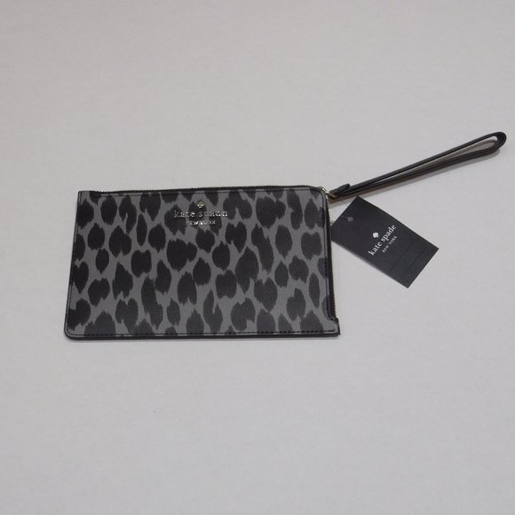 kate spade Handbags - NWT Kate Spade Gray & Black Print Wristlet